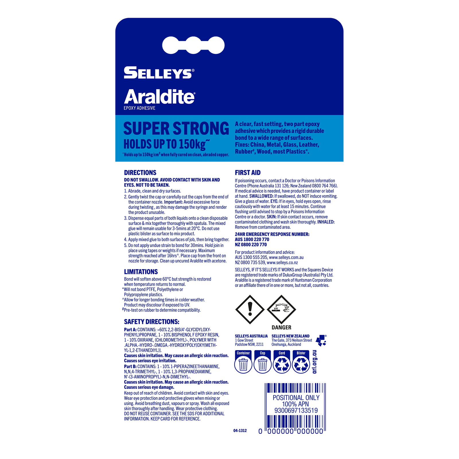 Selleys Araldite 8ml Super Strong 5 Minute Epoxy Adhesive, Clear