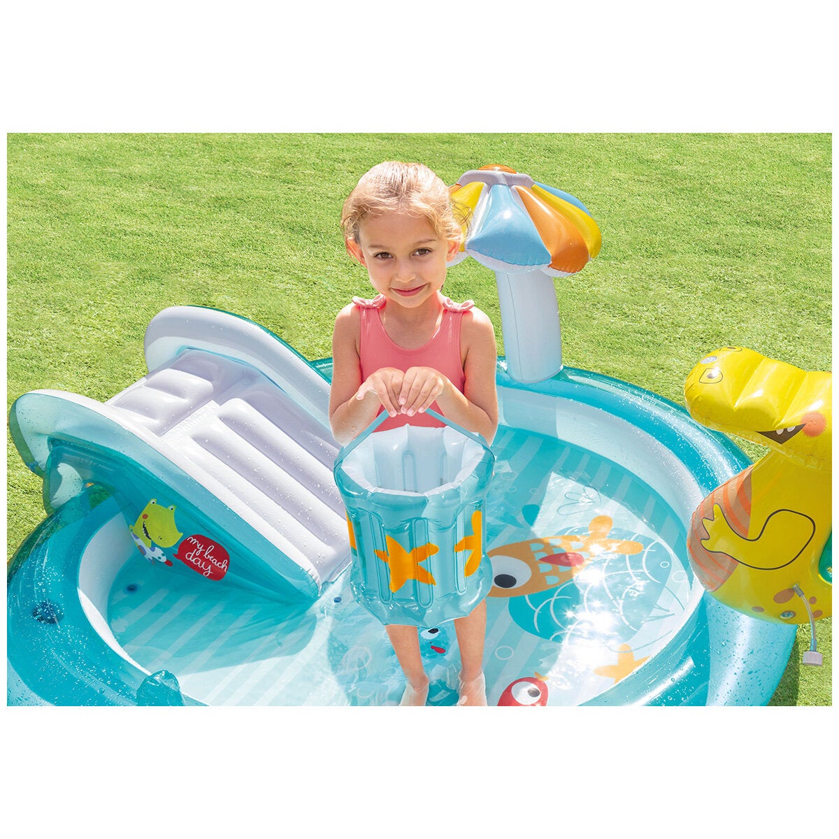 Kids Inflatable Splash Pool and Play Centre with Hose-Fed Gator Sprayer and Waterslide by Intex — image 3