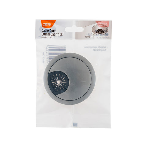 Taskmaster 60mm Satin Zinc Cable Duct Desk Grommet Cord Tidy