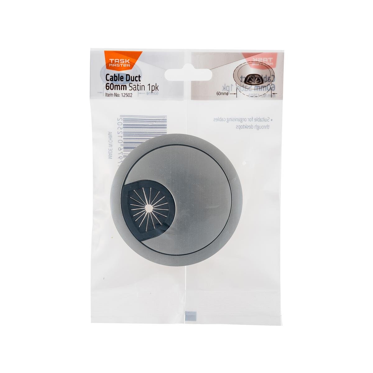 Taskmaster 60mm Satin Zinc Cable Duct Desk Grommet Cord Tidy