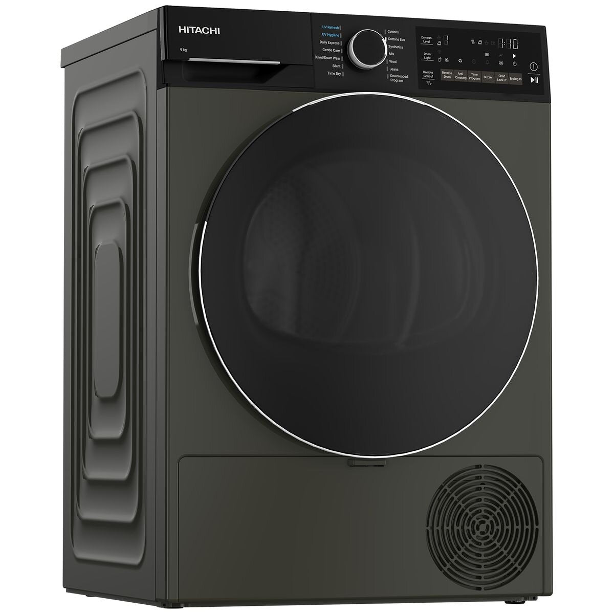 Hitachi 9kg Heat Pump Dryer - Grey, 9 Star Energy Rating, Sensor Drying, 61dB Operation - TD-90XKVEUVM