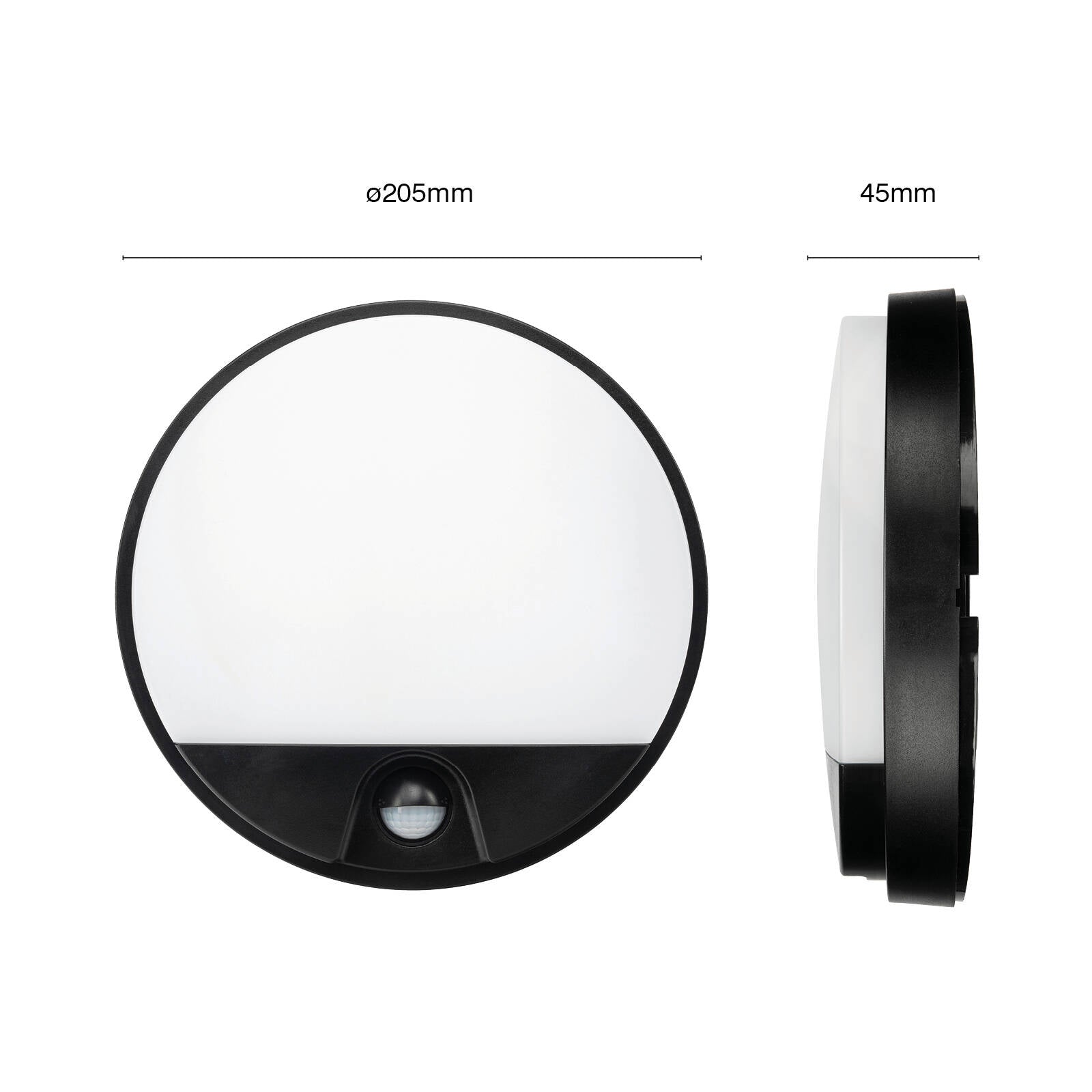 Brilliant 10W Alston Black Slimline Round Bunker Sensor Light Outdoor 21302/06