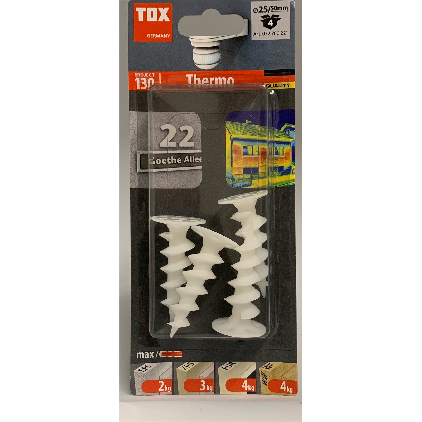 Tox Styromate 50mm Polypropylene Insulation Fastener - White, 4 Pack