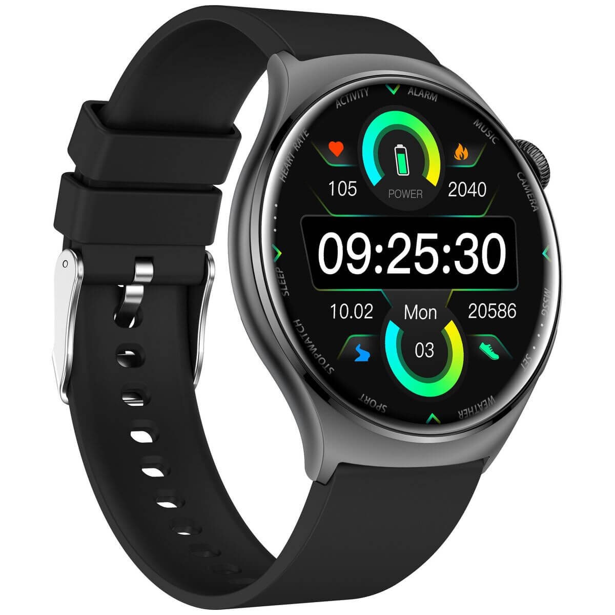 Fitsmart Fusion smartwatch - AMOLED display, built-in GPS, health monitoring, black - 10004975