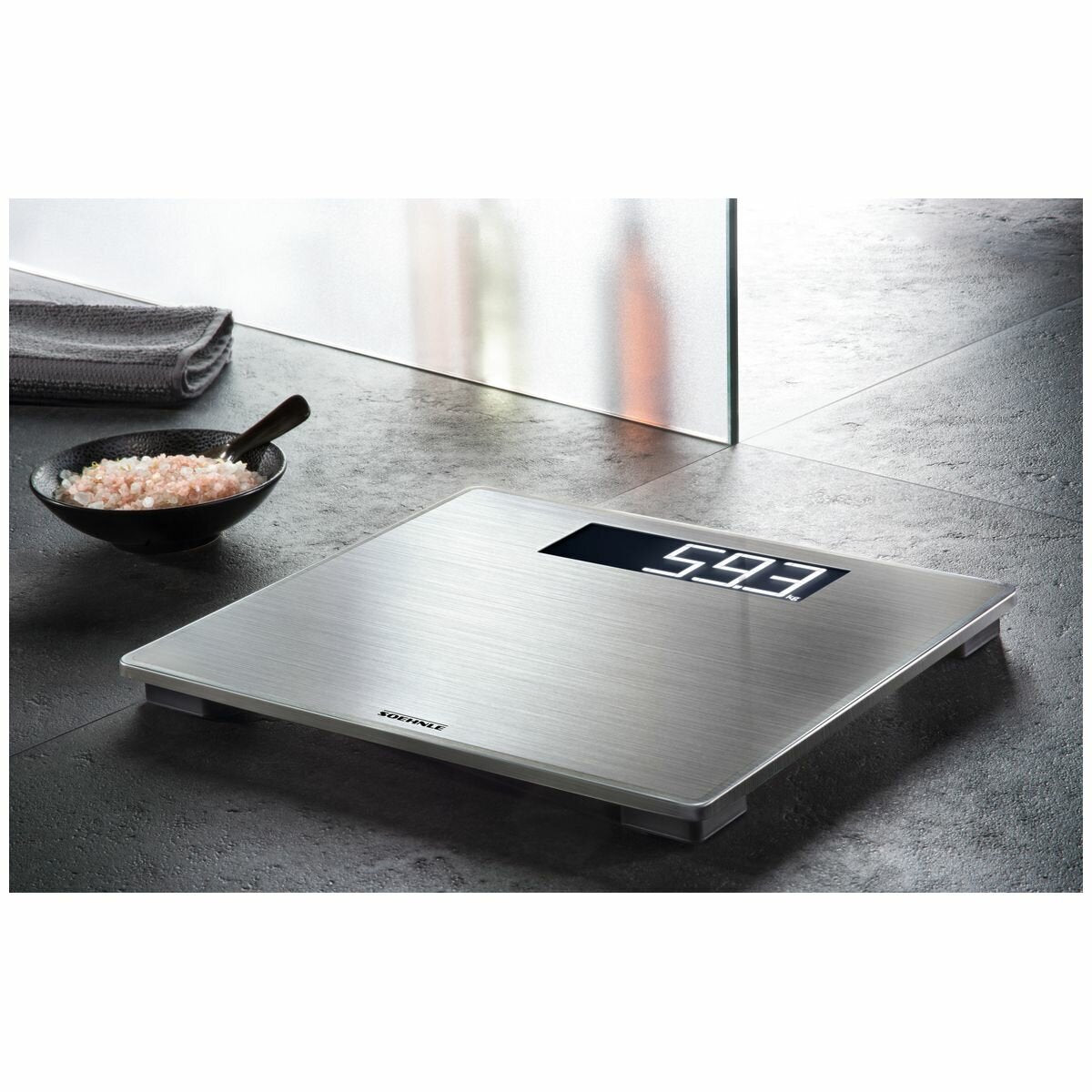 Soehnle Style Sense Safe 300 Bathroom Scale - Stainless Steel - 180kg Capacity, Illuminated LCD - S63867