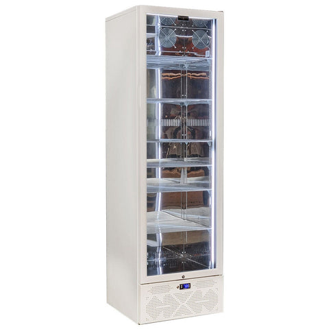 Schmick 398L beverage refrigerator - white, heated glass door, right hinge, single zone - SK422R-W-HD