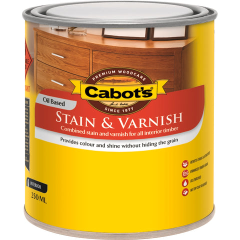 Cabot's 250ml Jarrah Gloss Oil Based Stain & Varnish, UV Resistant Waterproof Interior