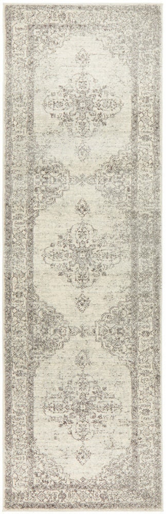 Rug Culture Century Medium Grey & Off White Runner Rug 300X80CM - Power Loomed - CEN-977-SILV-300X80