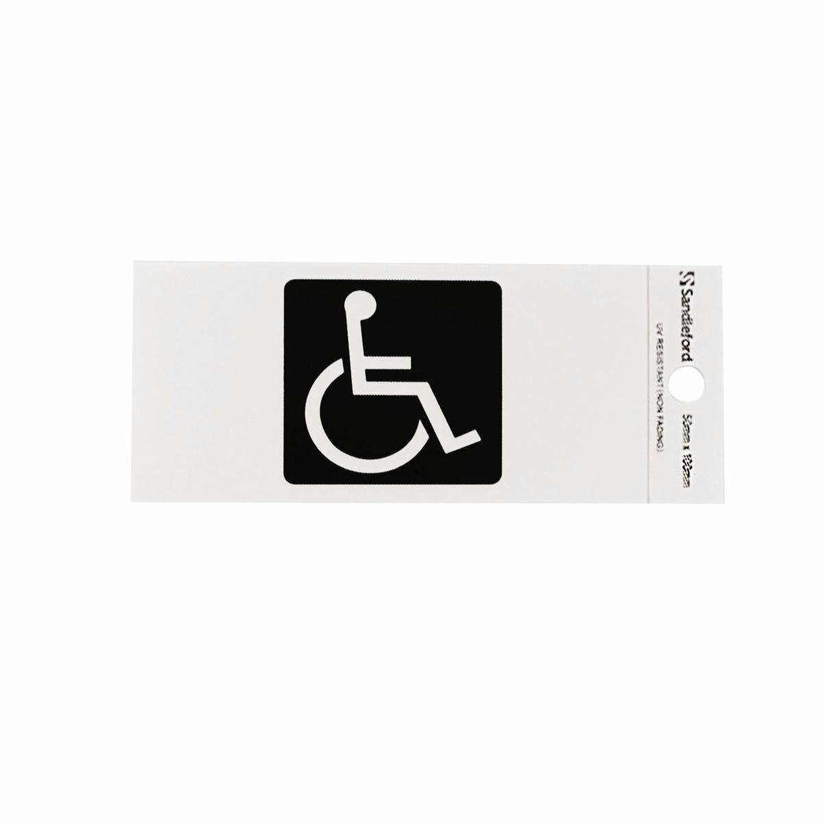 Sandleford Disabled Symbol Sign - 100 x 50mm - Silver - Self Adhesive - SuperSaverAU - view 1