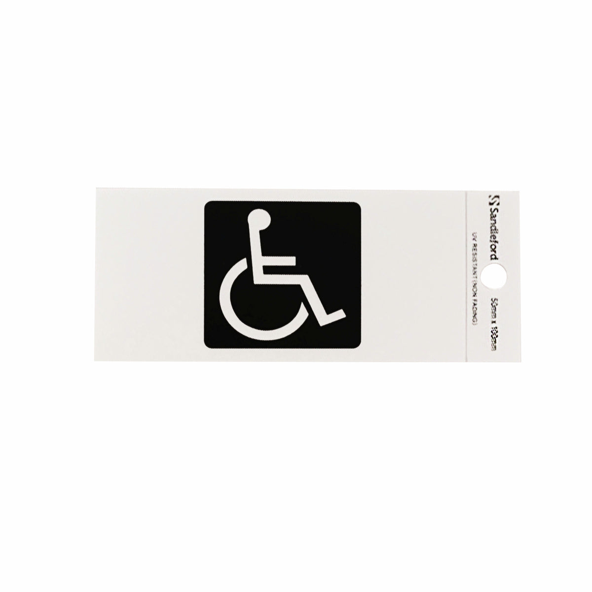 Sandleford 100 x 50mm Disabled Symbol Self Adhesive Sign, Gloss Silver Polycarbonate