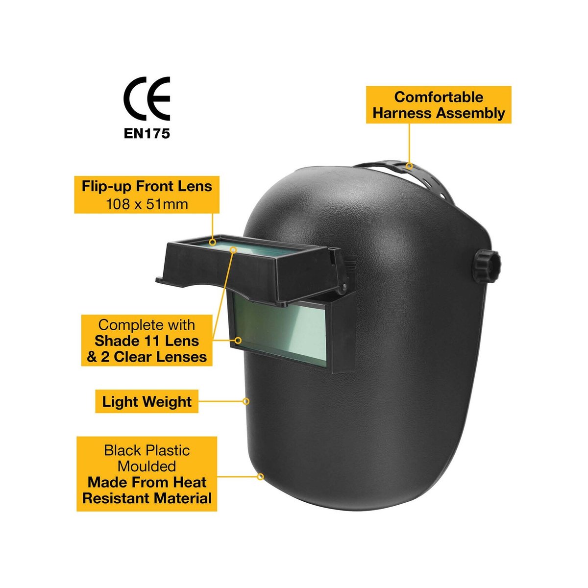 Bossweld Shade 11 Lift Front Welding Helmet 108 x 51mm Lens 700045