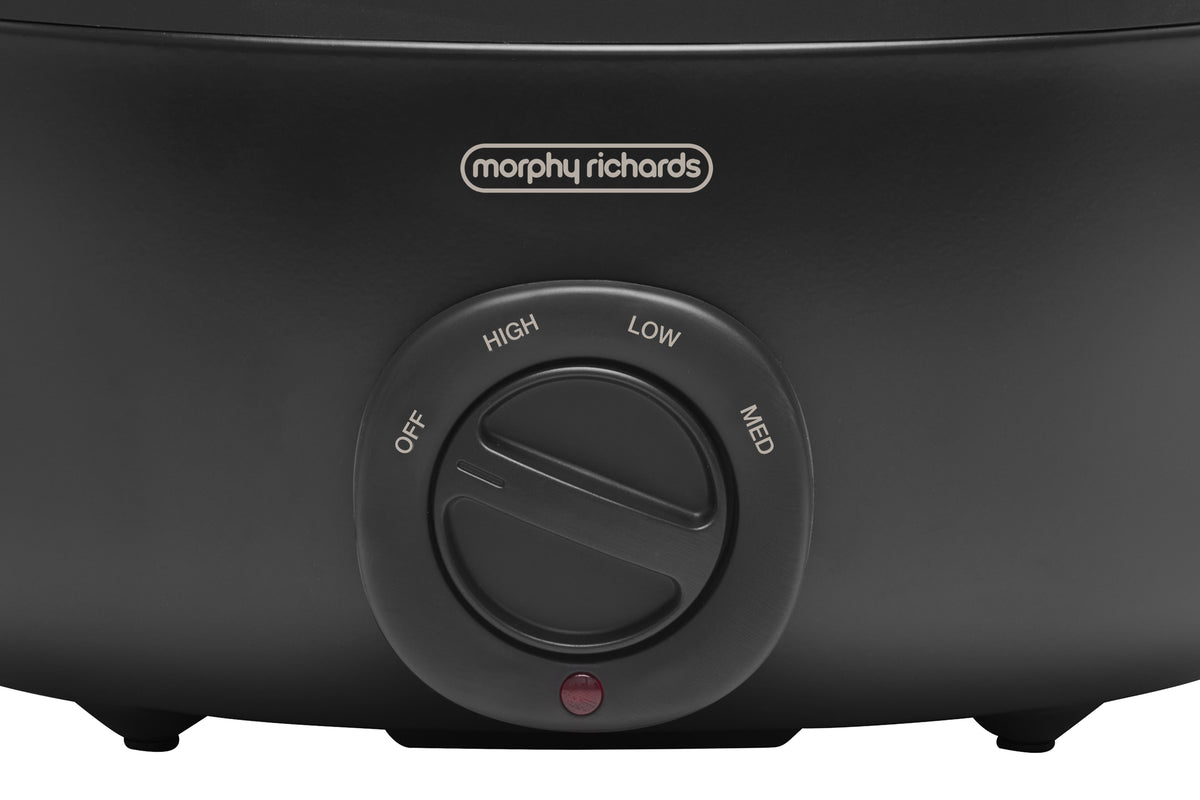 Morphy Richards Slow Cooker - Sear and Stew Pot, Toughened Glass Lid, Low to High Heat, Matte Black - MRSC65BK
