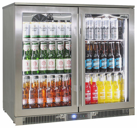 Rhino 248L Outdoor Beverage Centre - Stainless Steel, Heated Glass Doors, Lockable - ENV2H-SS