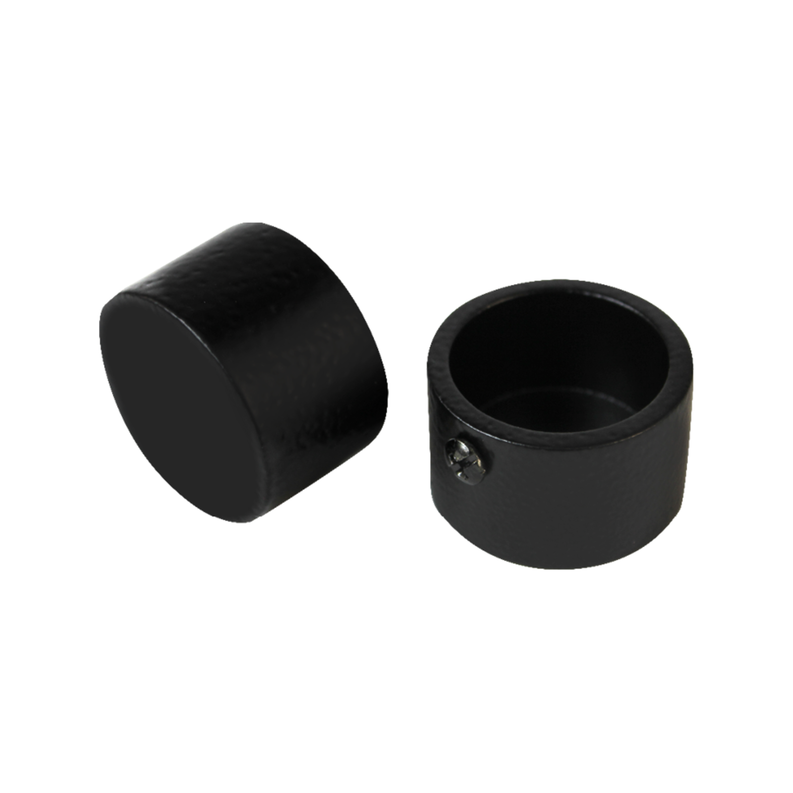 Pillar 25mm Black Aluminium Curtain Rod Finial Cap - 2 Pack