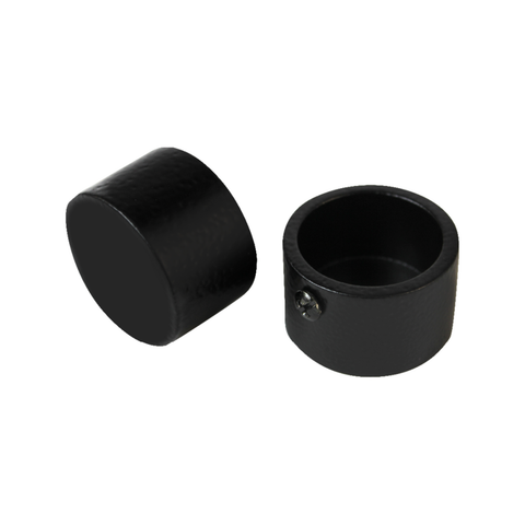 Pillar 25mm Black Aluminium Curtain Rod Finial Cap - 2 Pack