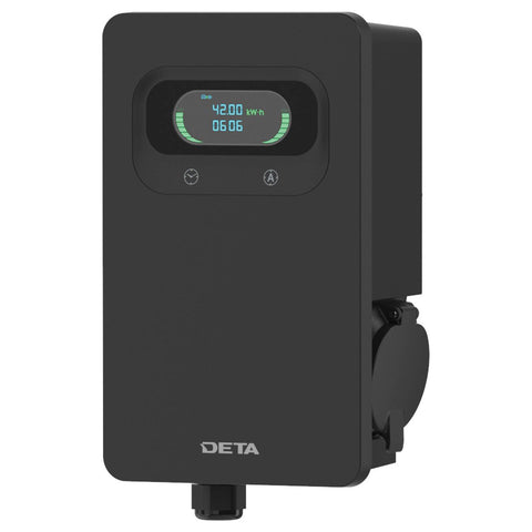 Deta 7kW 32A 1 Phase EV Wall Charger - Black - Weather Resistant - Digital Display - SuperSaverAU - view 1