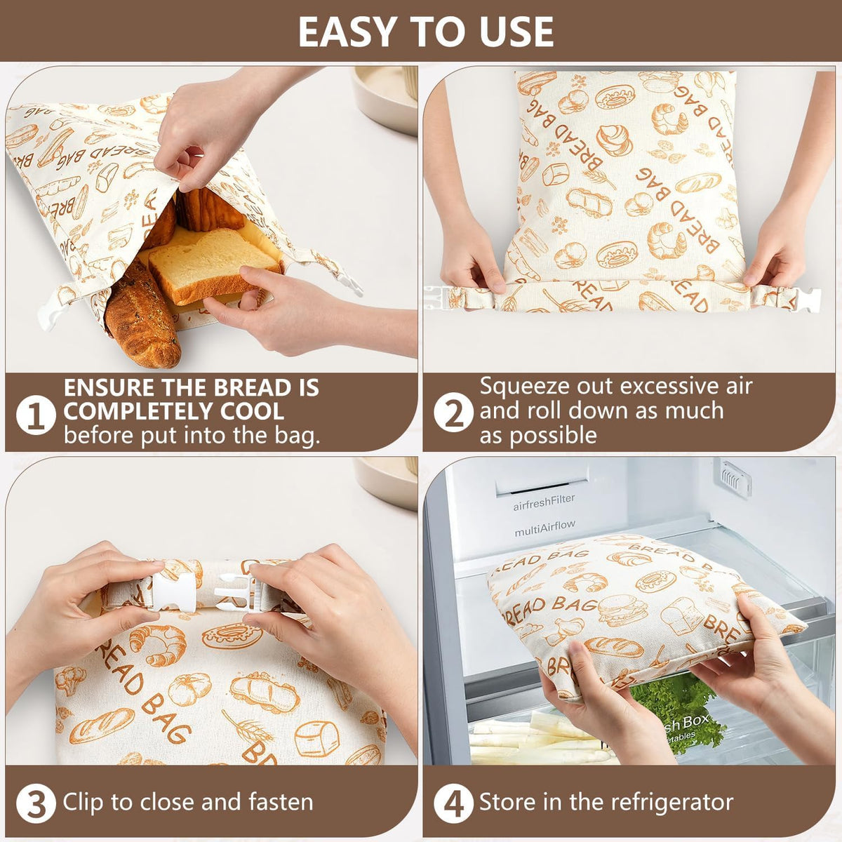 Beeswax Linen Bread Bag - Reusable, Freezer Friendly