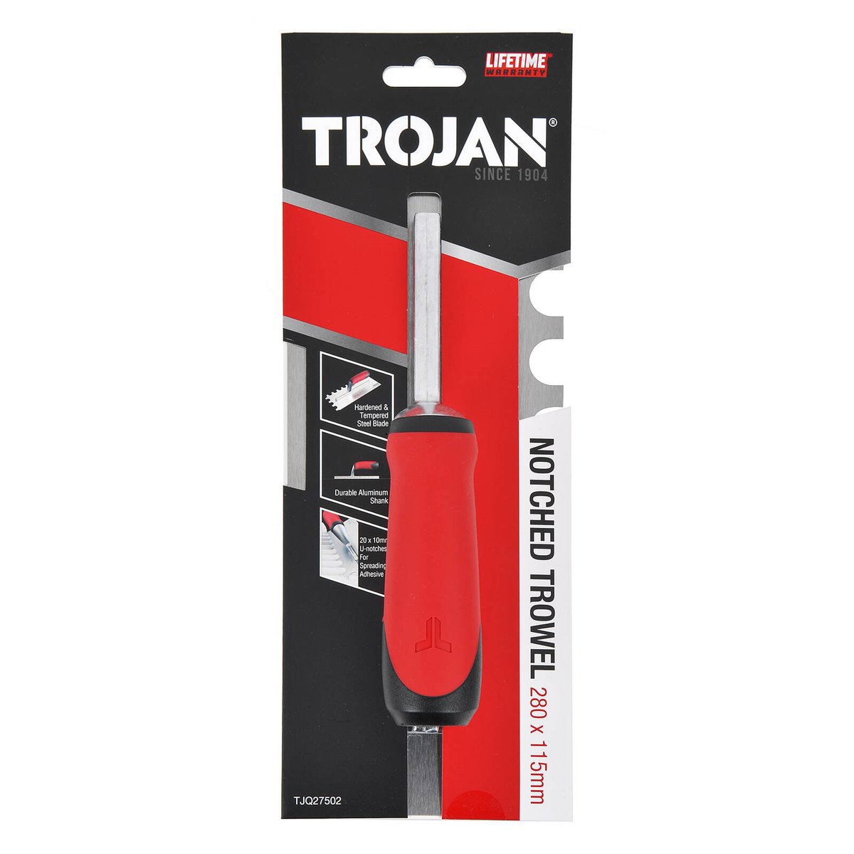 Trojan Half Rounded Notched Plaster Trowel 280mm x 115mm - Durable Steel Blade - SuperSaverAU - view 3
