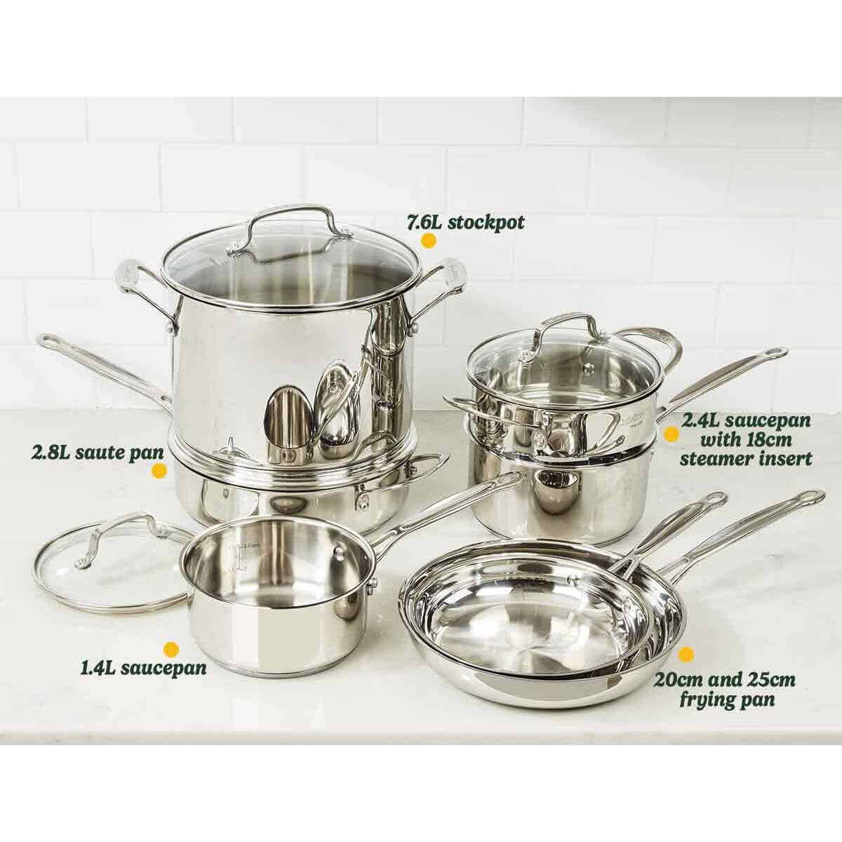 Cuisinart Chef's Classic 11 piece stainless steel cookware set - oven safe to 260°C - all cooktops - 77-11GXA