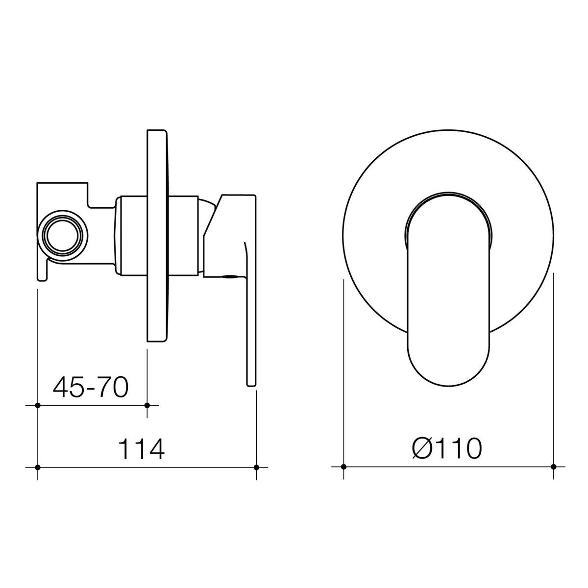 Flexispray Havana Bath and Shower Mixer Matte Black, Round 110mm Cover Plate, 35mm Ceramic Cartridge