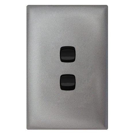 HPM Linea 2 Gang Slim ABS Wall Switch Gun Metal Indoor CDLN770/2BLGL