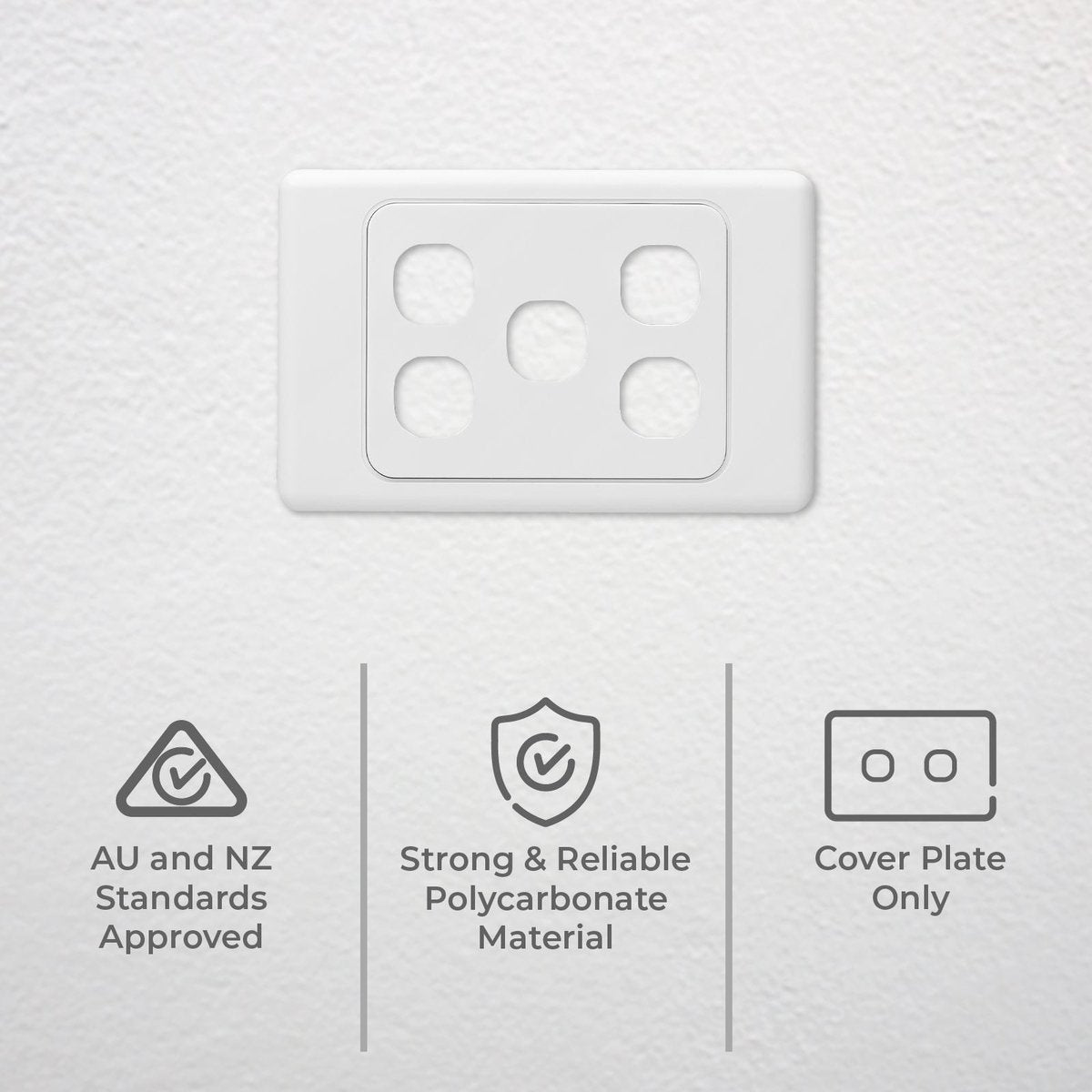 DETA 5 Aperture Grid Plate, White Plastic, 75mm x 115mm, Indoor