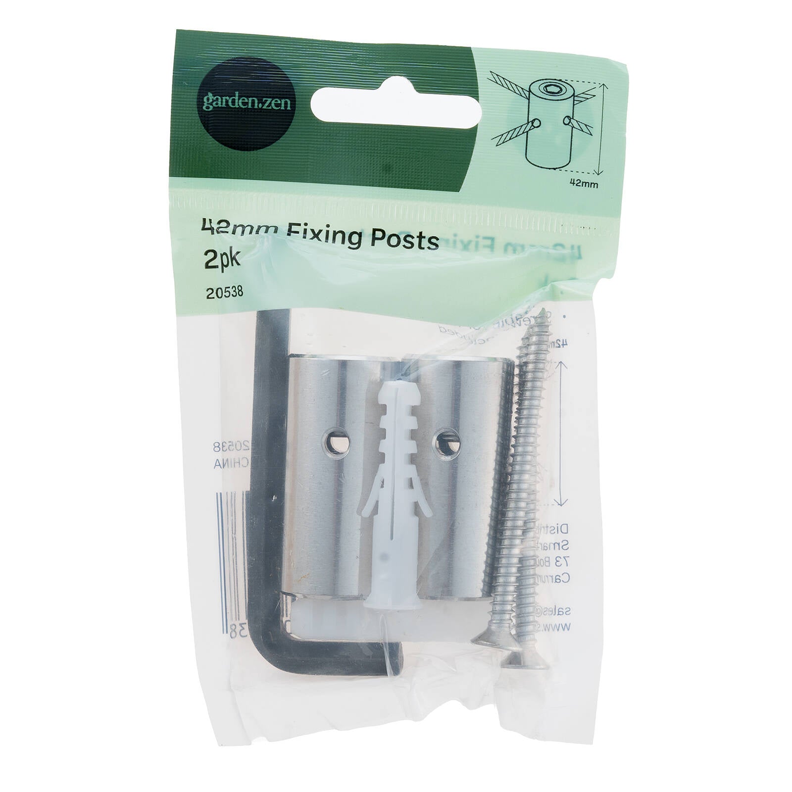 Garden Zen 42mm 316 Stainless Steel Fixing Posts 2 Pack for 3.2mm Wire