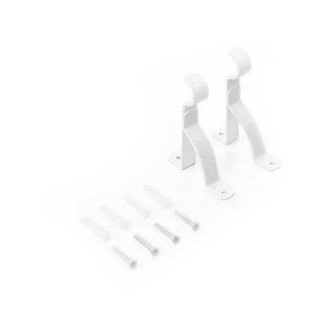 Windoware 50mm White Single Stayed Curtain Rod Bracket - Metal, 2 Pack