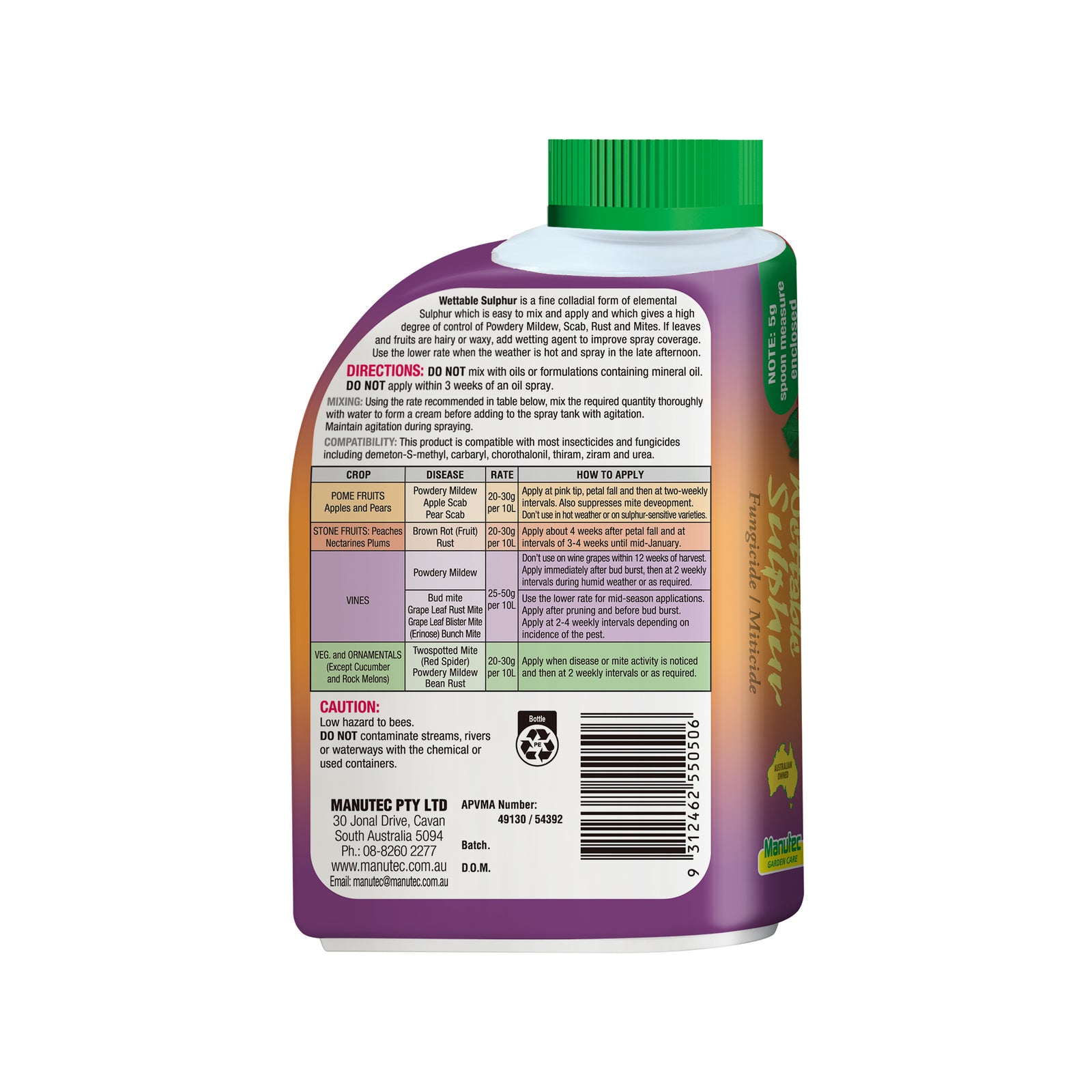 Manutec 500g Wettable Sulphur Soluble Powder