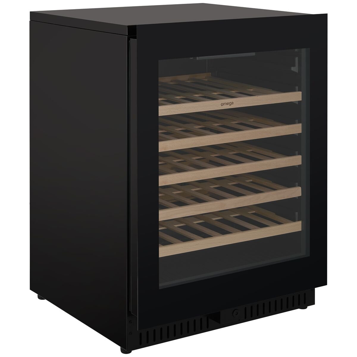 Omega 52 Bottle Single Zone Wine Cabinet - Black, Triple Glazed UV Glass, Built-In or Freestanding - OCW52SB