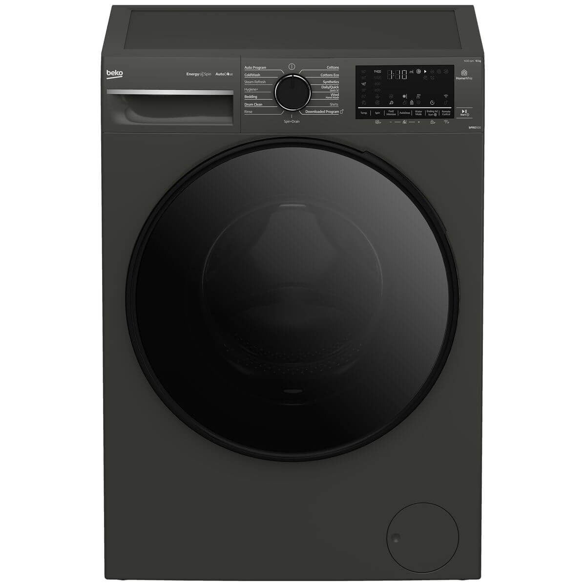 Beko 10kg Front Load Washing Machine - Graphite, AutoDose, SteamCure, ColdWash, HomeWhiz - BFLB103ADG