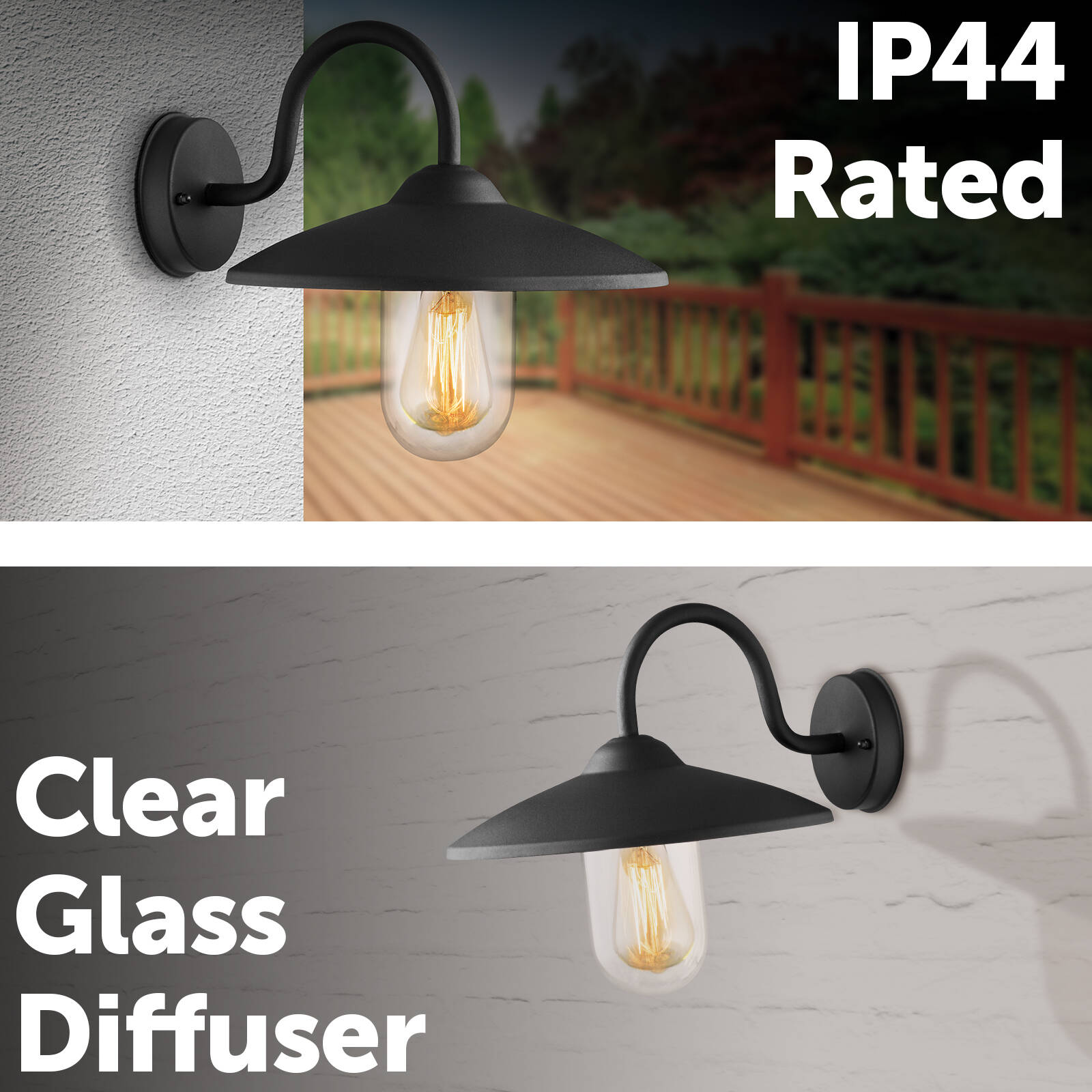 Verve Design Bristol Farm Wall Light, Powder Coated Steel, E27 60W, Hardwired Outdoor ABL318
