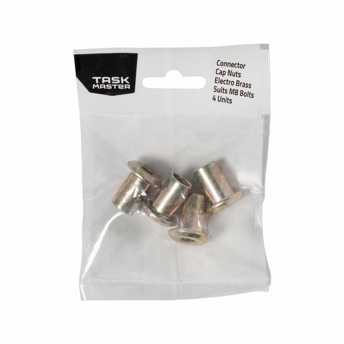 Taskmaster M8 Brass Cap Nuts 4 Pack - 8mm x 17mm - Heavy-Duty - SuperSaverAU - view 1