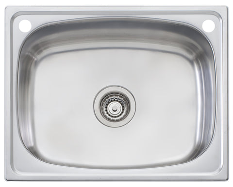 Oliveri single bowl laundry tub with rinse bypass kit - Polished 304 stainless steel, tap hole - TI45SOF