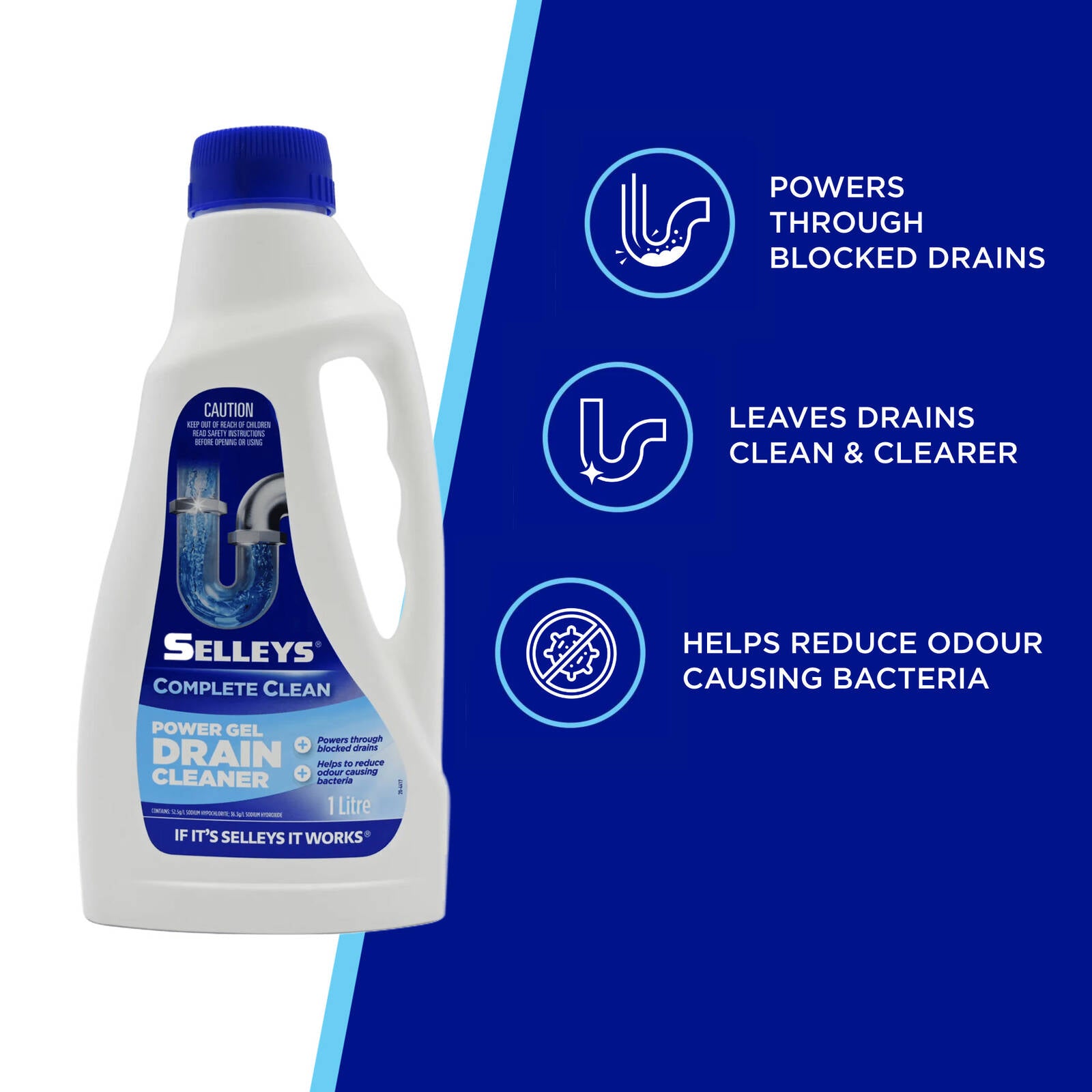 Selleys Complete Clean Power Gel Drain Cleaner 1L