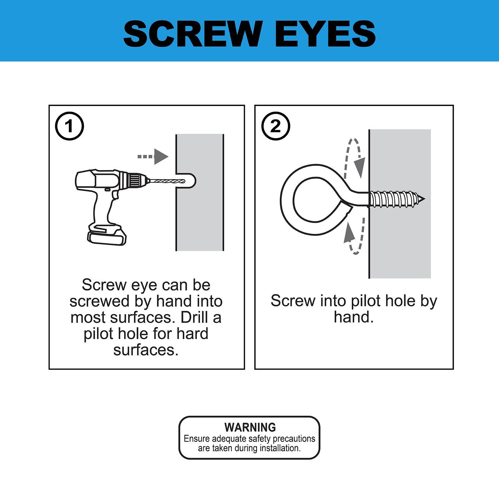 Everhang Zinc Plated Screw Eye Hook 12mm 20kg - 3 Pack