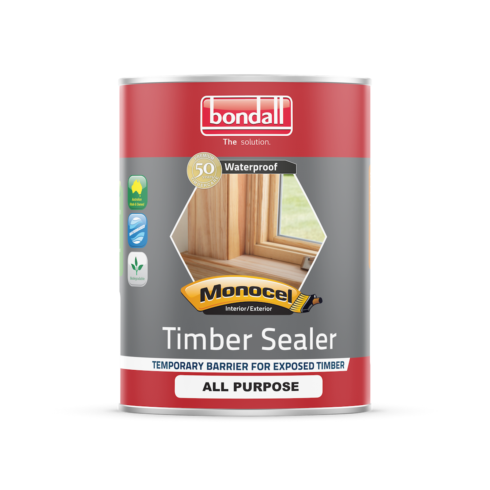 Bondall Monocel 1L All Purpose Timber Sealer - Water Based, Clear, Interior & Exterior