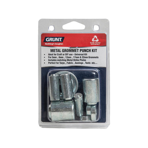 Grunt Metal Grommet Punch Kit - 5mm 8mm 12mm 17mm - Strong Durable Accessory - SuperSaverAU - view 1