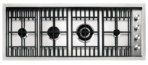 Barazza 120cm Lab Flush gas cooktop - Stainless steel, 4 burners, dial controls, 5 year warranty - LABH1200