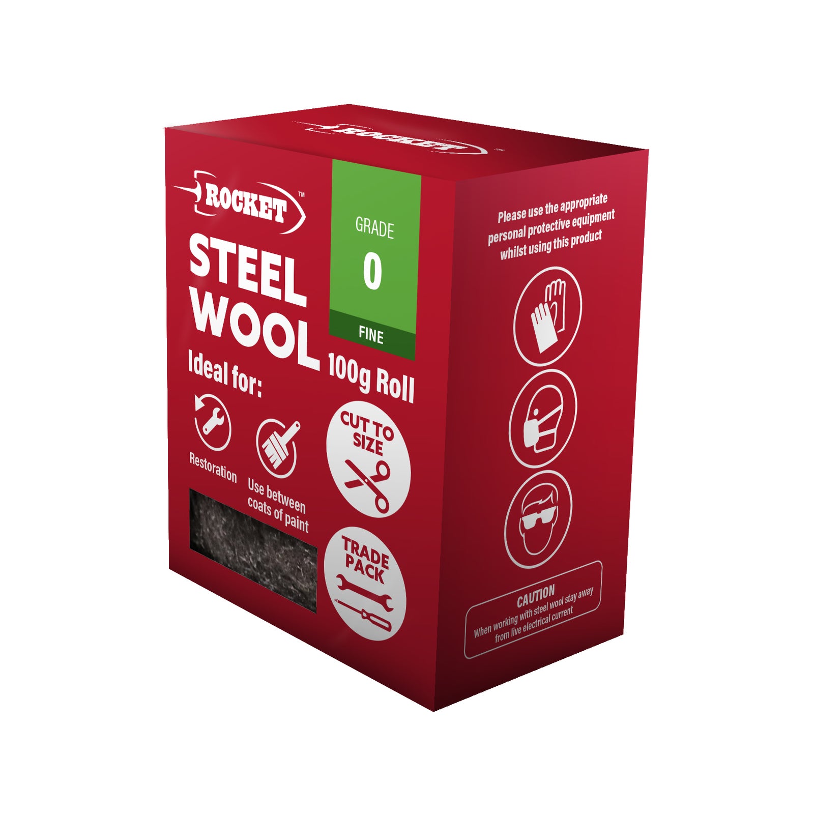 Rocket Fine Steel Wool 100g Grade 0 Trade Pack for Cleaning and Polishing