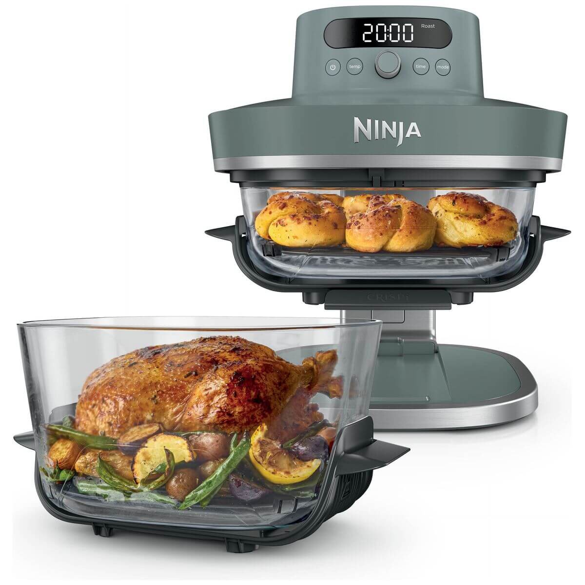 Ninja Crispi Pro 6-in-1 Glass Air Fryer 5.7L - 2050W, Sage Green Finish - AS101GYANZ
