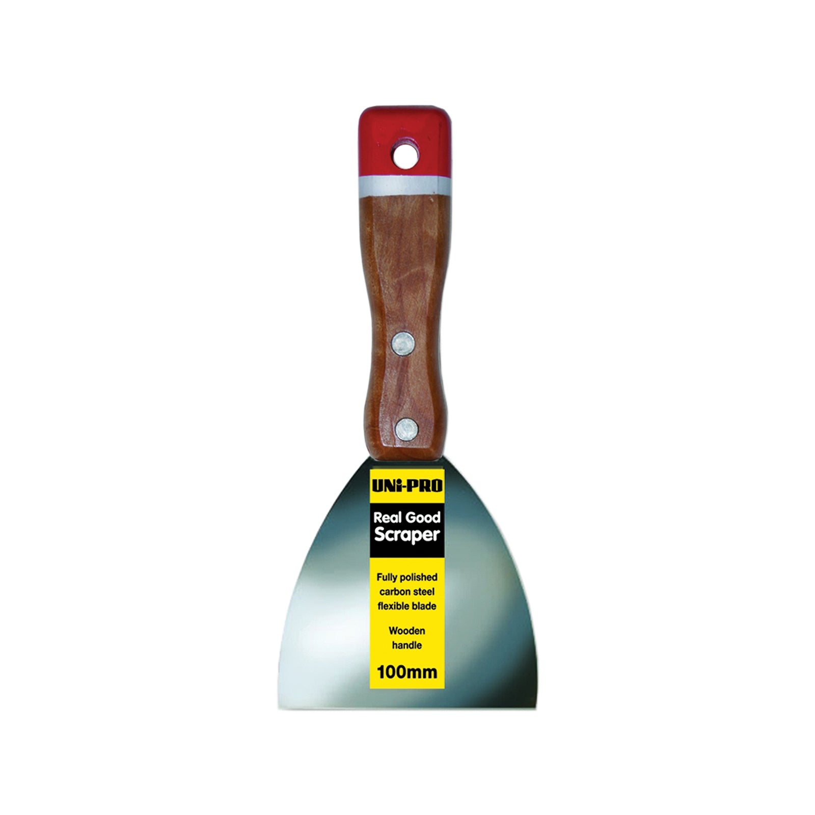 Uni-Pro Real Good Paint Scraper, 100mm Carbon Steel Blade, Wooden Handle