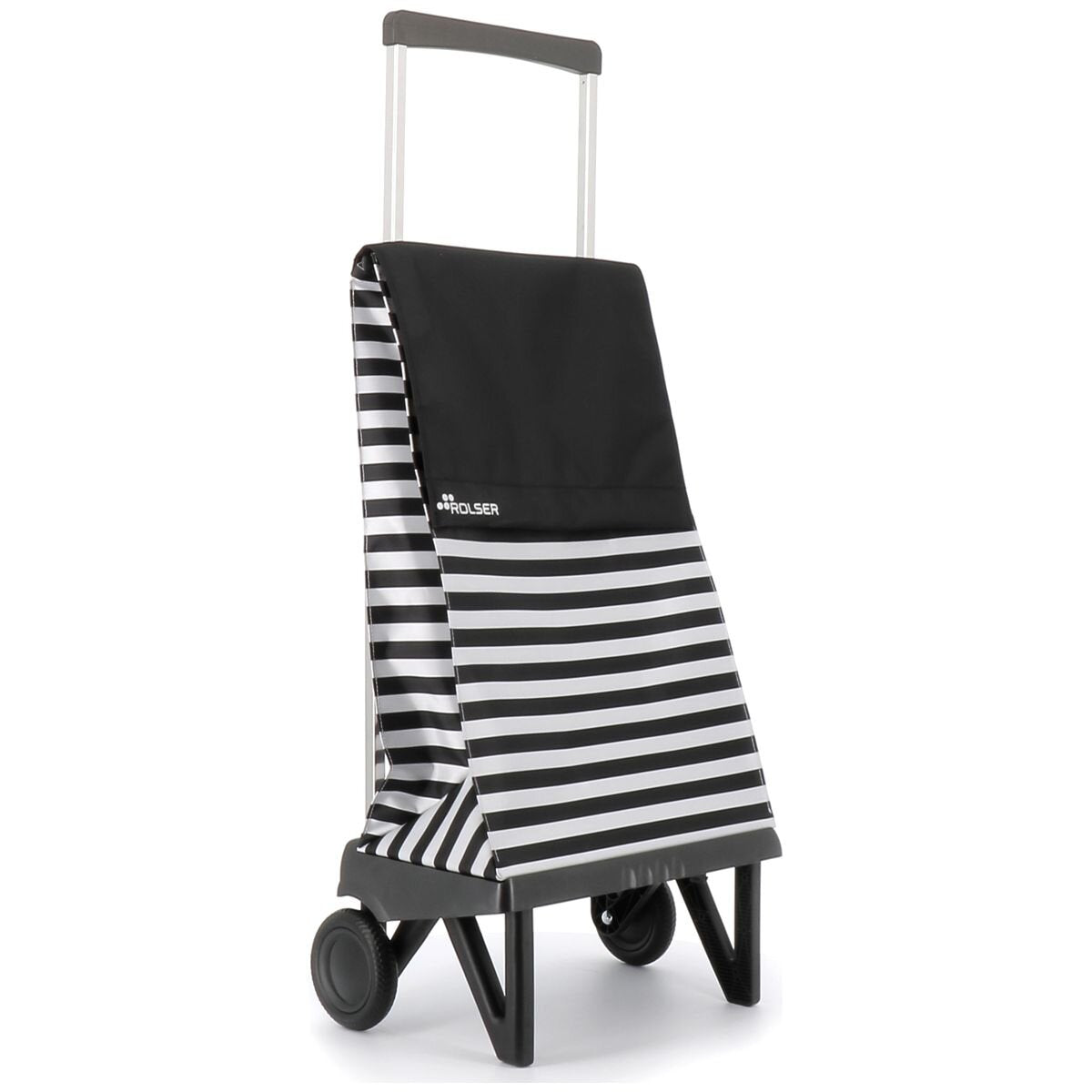 Rolser Plegamatic MF folding 2 wheel trolley - Marina Black/White - Handbag-sized fold - R-PLE072-2028