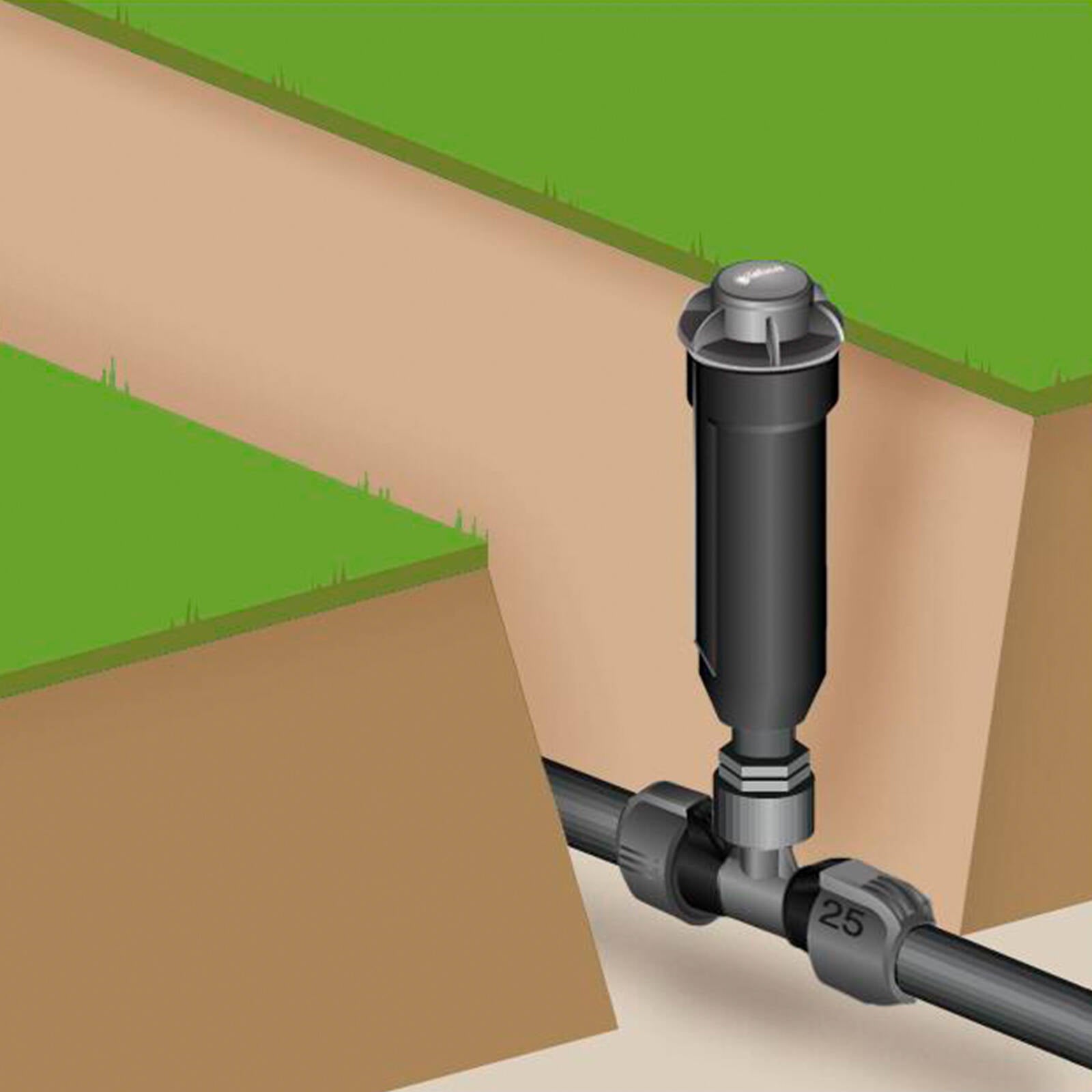 GARDENA 25mm x 3/4" Female Thread Pipeline T-Piece in Black/Dark Grey Plastic