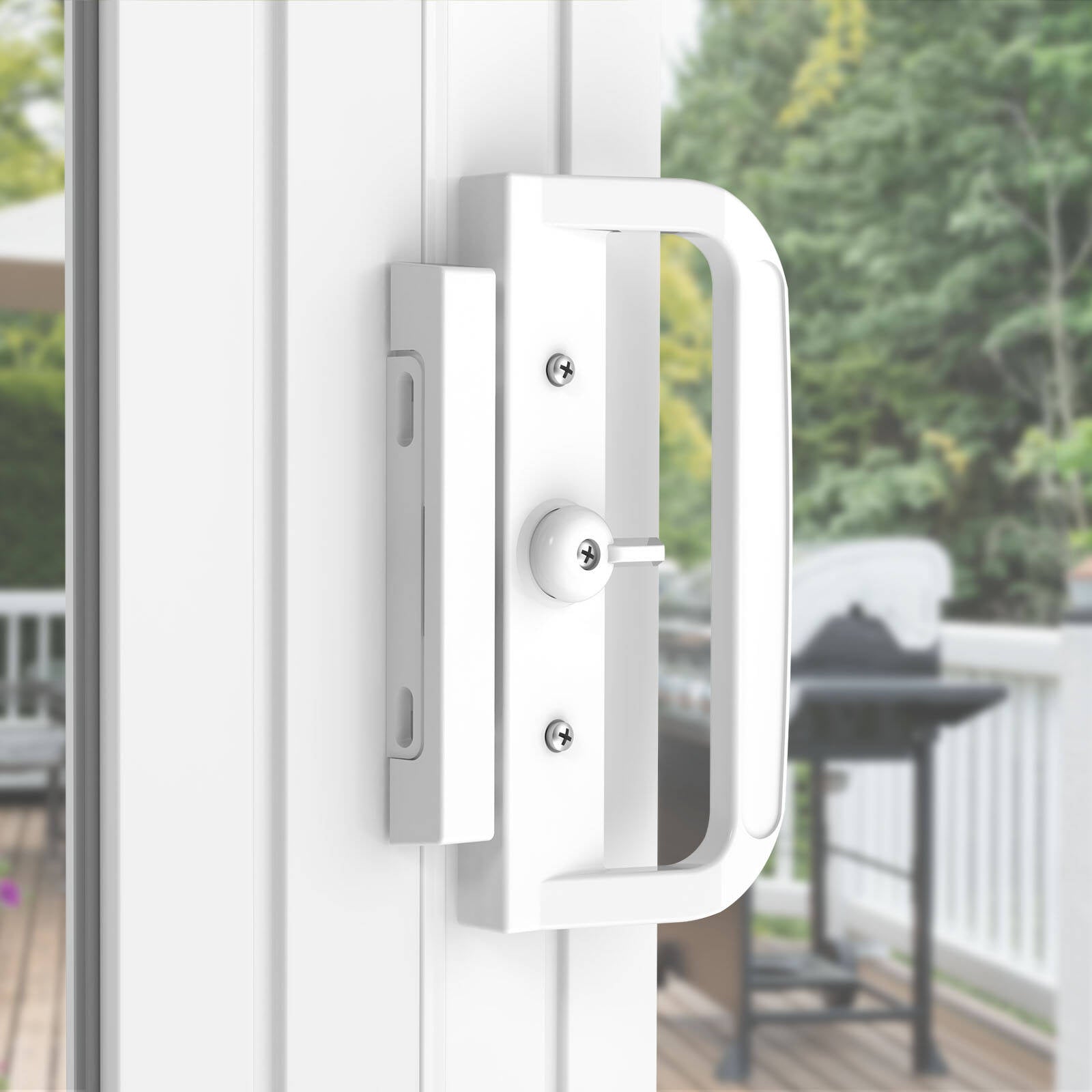 Rolltrak White Sliding Patio Door Keyed Lock Set, Powder Coated Alloy
