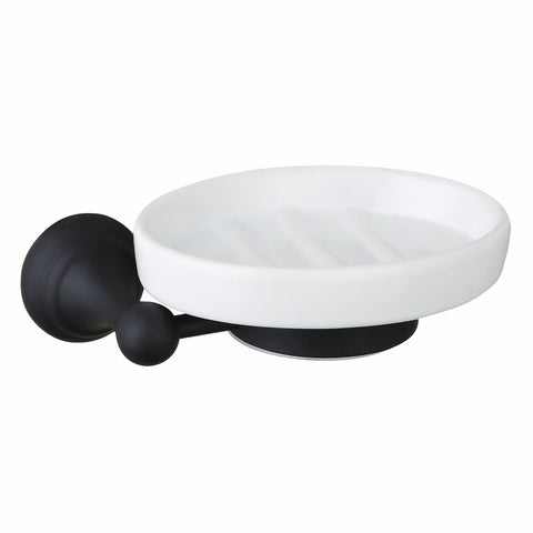 Mondella Maestro Matte Black Wall Mount Soap Dish Metal & Ceramic