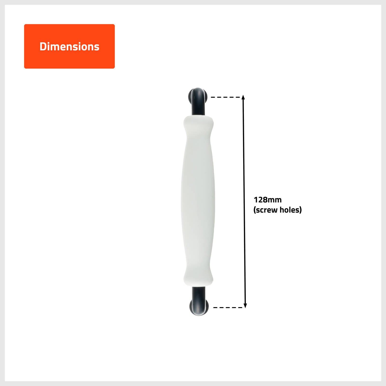 Taskmaster 128 x 32mm Ceramic Cabinet Handle 4 Pack Matte Black on White