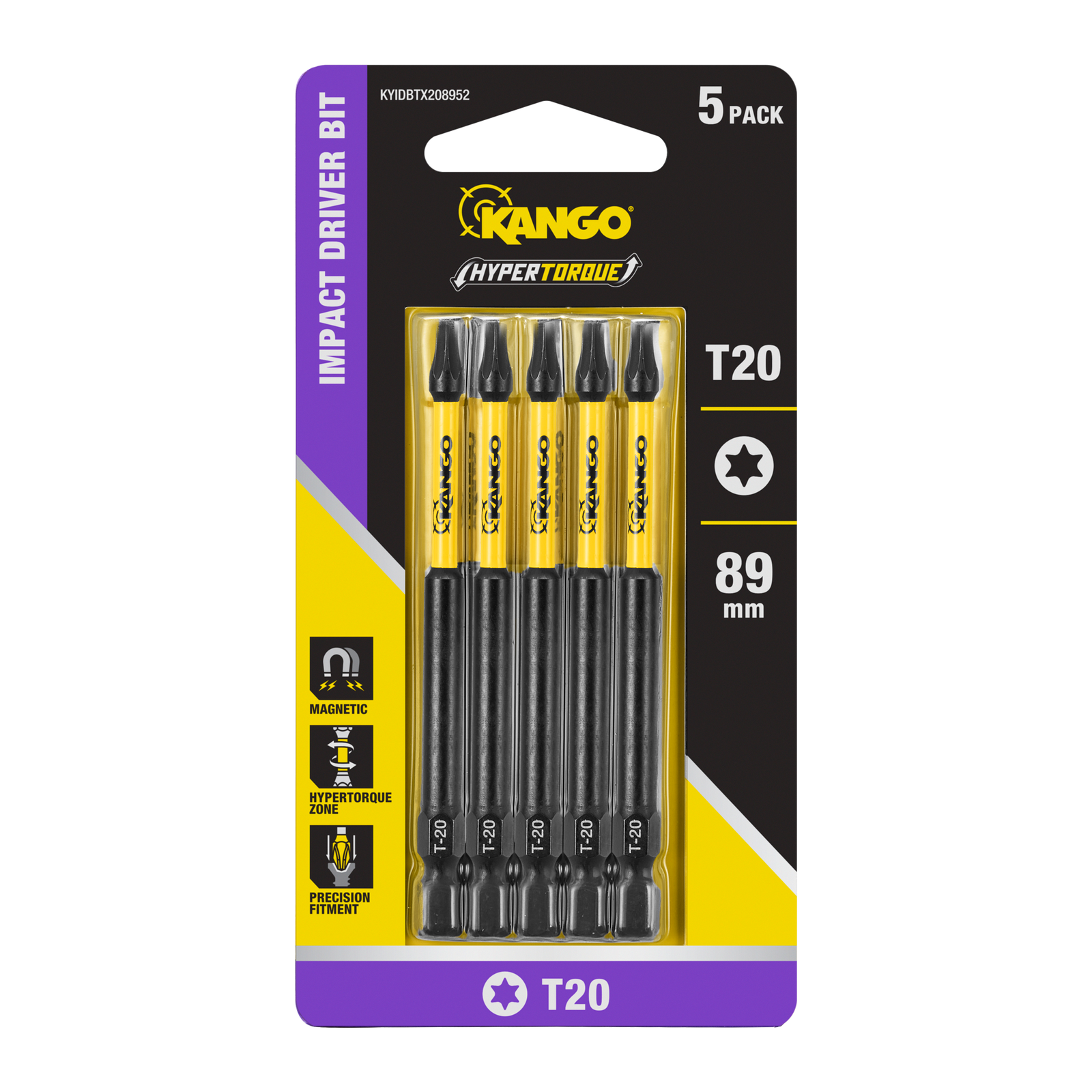 Kango 89mm TX20 Hypertorque Impact Driver Bit 5 Pack