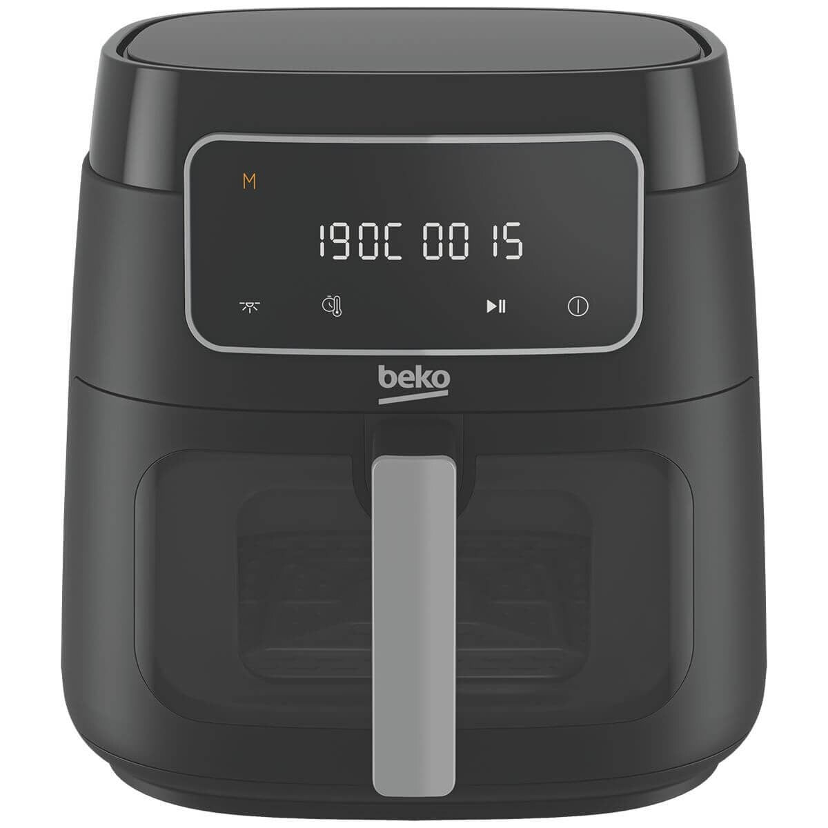 Beko 7.6L air fryer - Black, digital touchscreen, glass viewing door, 9 auto cooking programs - FRL3374B