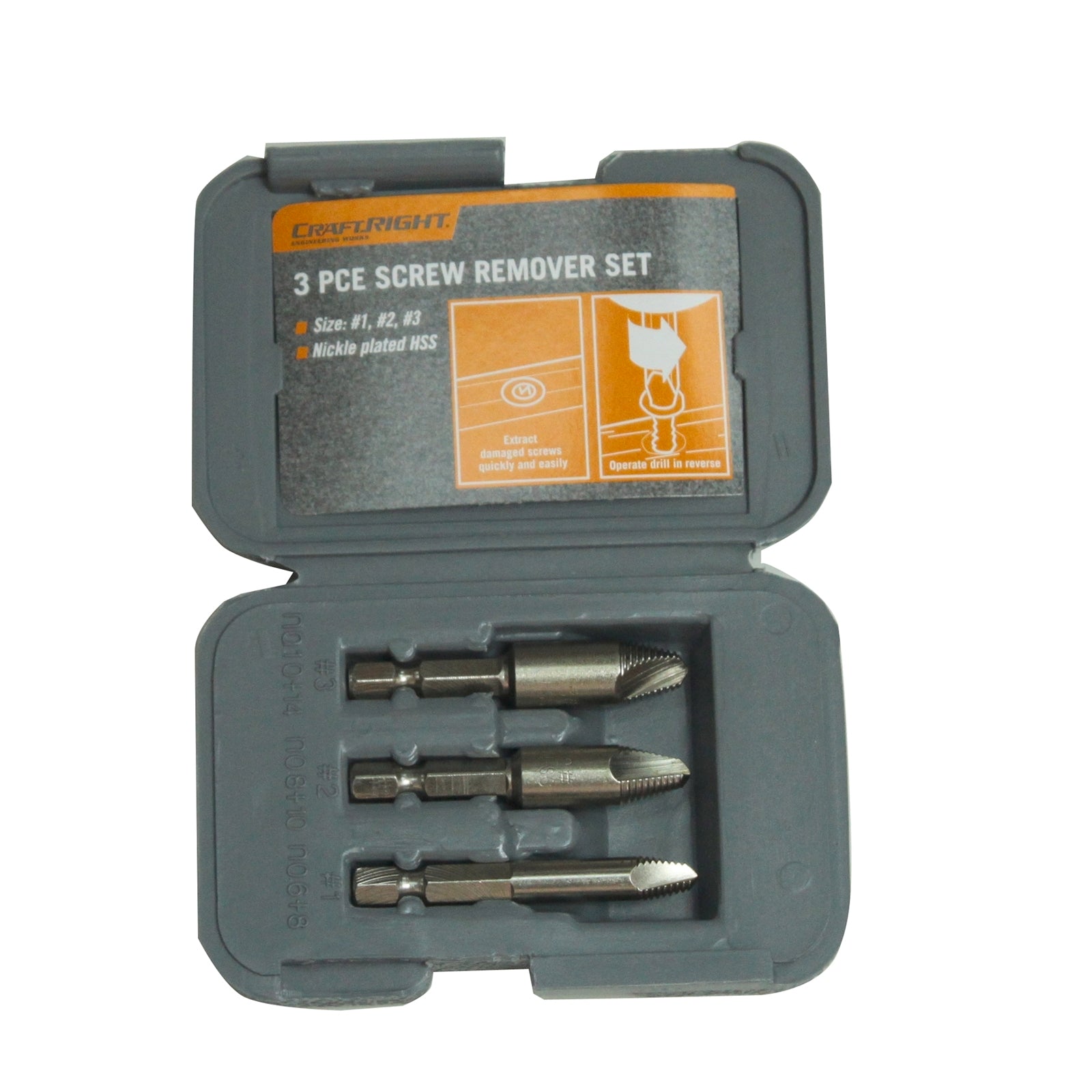 Craftright 3 Piece Screw Remover Set, Nickel-Plated High Speed Steel